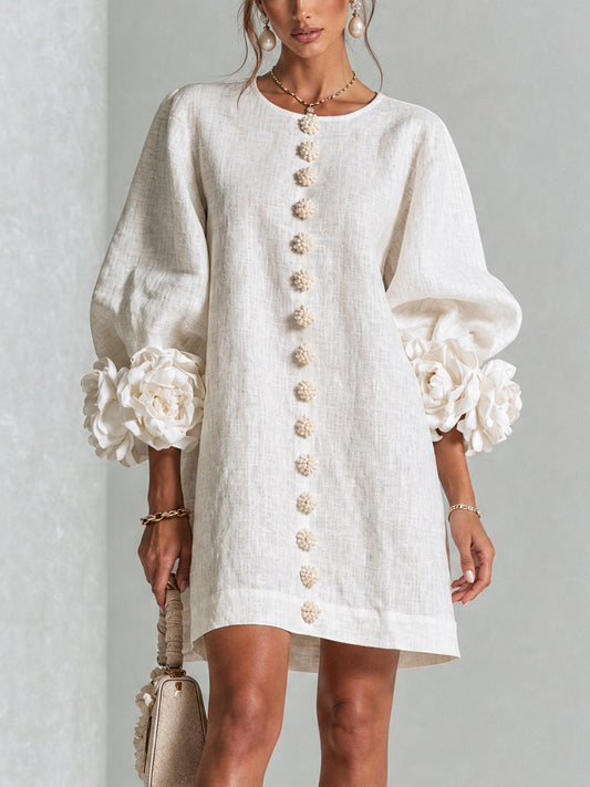 CLAIRE | SHORT LINEN-BLEND DRESS