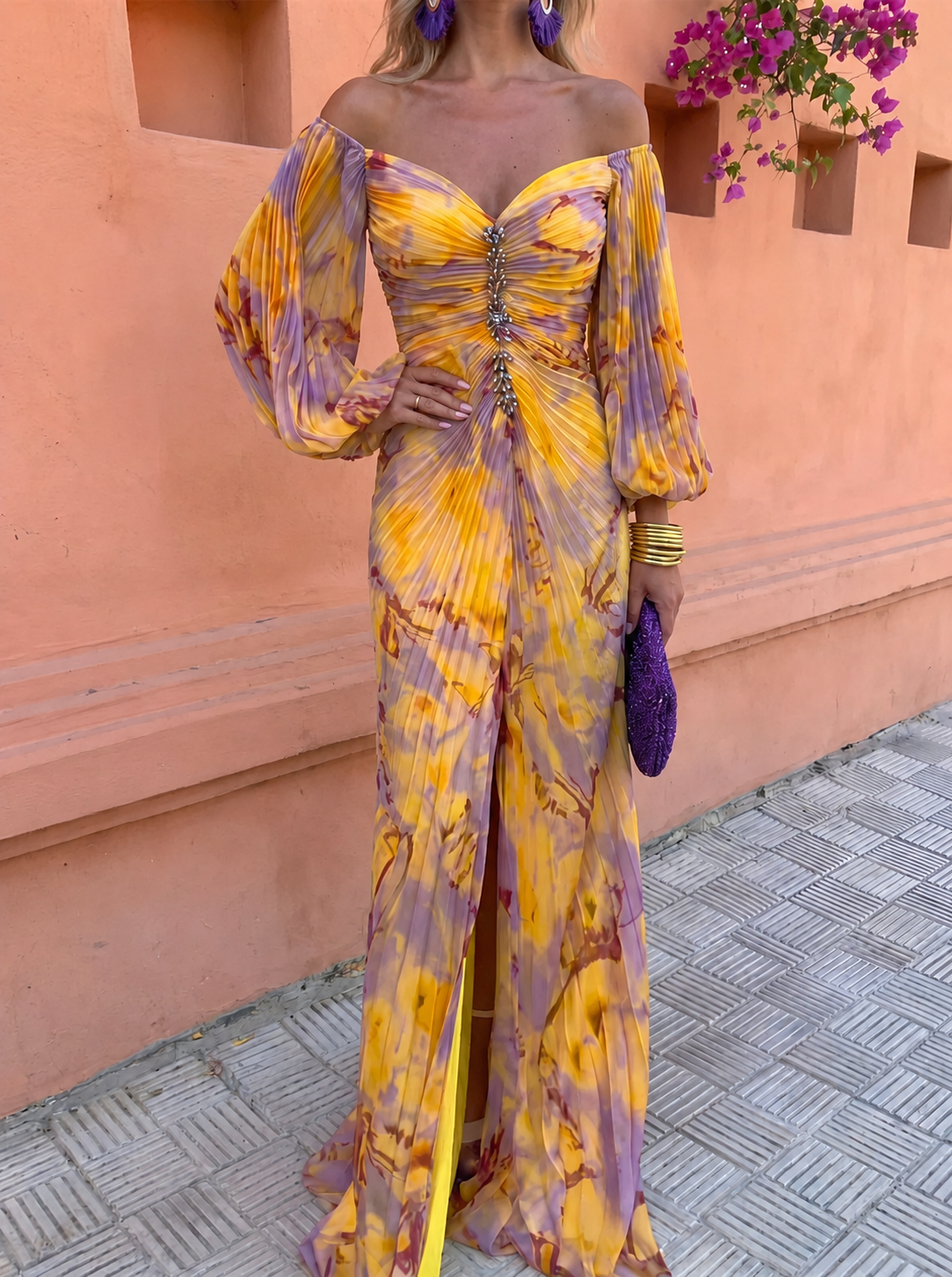 GRETA | FLORAL PLUNGING NECKLINE MAXI DRESS