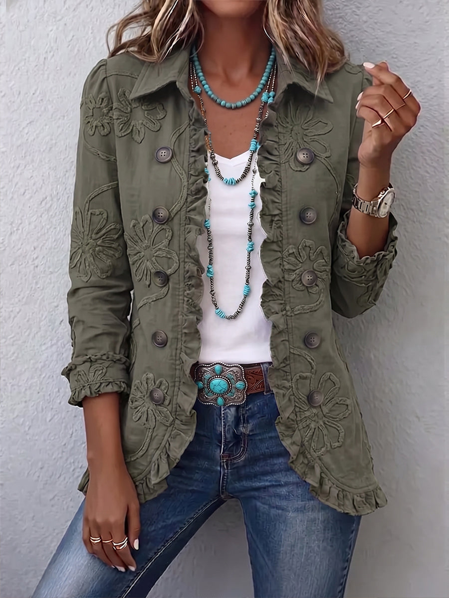 AURÉLIE | EMBROIDERED RUFFLE JACKET